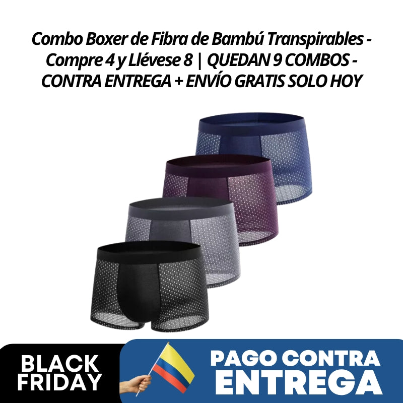 Combo Boxer de Fibra de Bambú Transpirables - Compre 4 y Llévese 8 | QUEDAN 9 COMBOS - CONTRA ENTREGA + ENVÍO GRATIS SOLO HOY