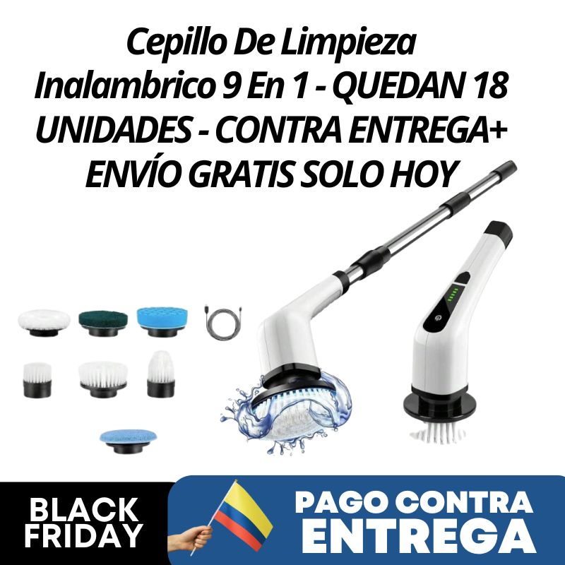 Cepillo De Limpieza Inalambrico 9 En 1 - QUEDAN 18 UNIDADES - CONTRA ENTREGA + ENVÍO GRATIS SOLO HOY