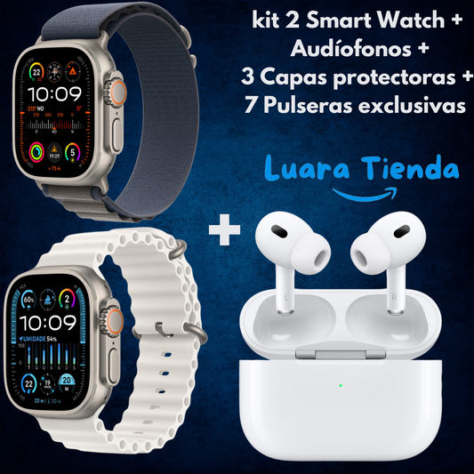 2 Smart Watch + Audífonos + Capas protectoras + Pulseras exclusivas - [ENVÍO GRATIS MÁS CONTRA ENTREGA]