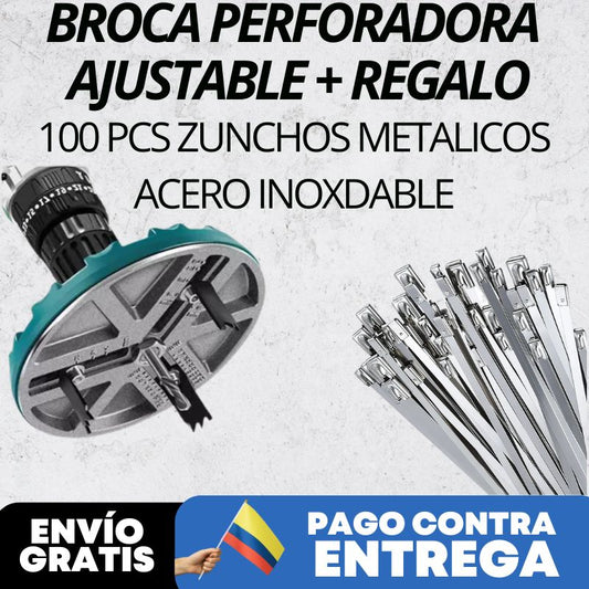 Broca Perforadora Ajustable + Regalo 100pcs Zunchos Metalicos Acero Inoxidable🔥 | Contra Entrega + Envio Gratis solo Hoy 🚛