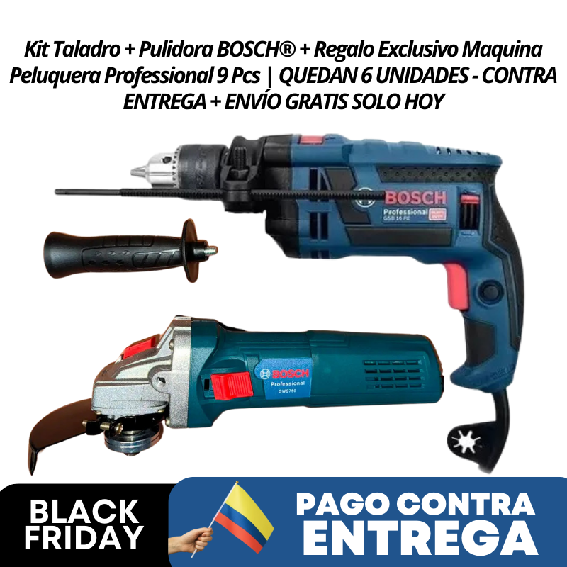 Kit Taladro + Pulidora BOSCH® + Regalo Exclusivo | QUEDAN 6 UNIDADES - CONTRA ENTREGA + ENVÍO GRATIS SOLO HOY