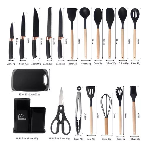 Set De Utensilios De Cocina Silicona 19 Piezas